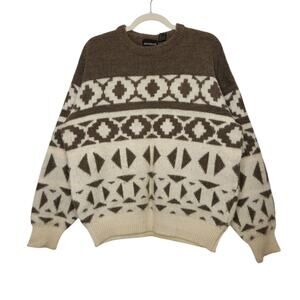 Vintage Mainstreet Crewneck Sweater Nature Art Geometric Grandpa XL 90s